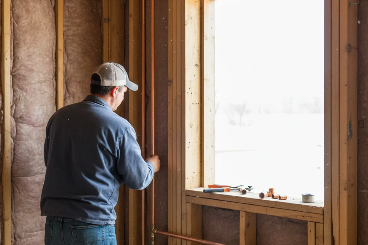 Licensed plumber running new copper supply lines in a Waverly home
